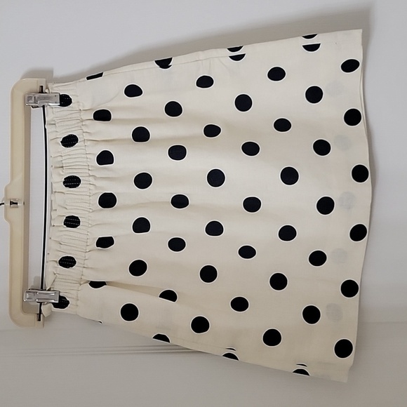 J. Crew, Size 0 Elastic Waistband Ivory/Cream w/ Black Polka Dot Mini Skirt, EUC - Picture 1 of 9